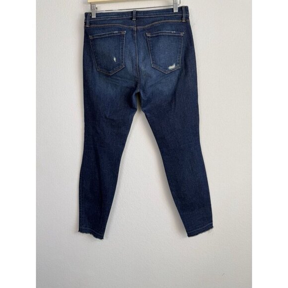 J‎ Brand Cropped Jeans Women's 31 Blue Demen Trou Mid Rise Dark Wash Distressed - Picture 2 of 10